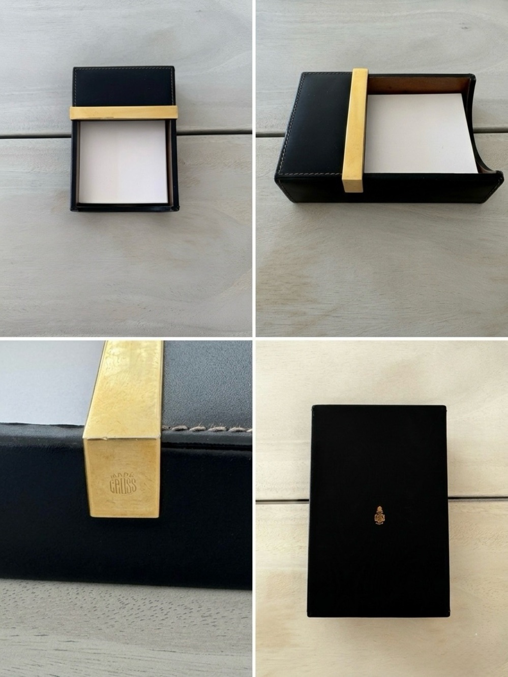 Vintage Mark Cross Leather and Gold Note Holder